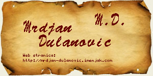 Mrđan Dulanović vizit kartica